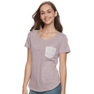 So | Muted Plum Crocheted Pocket Tee | Medium